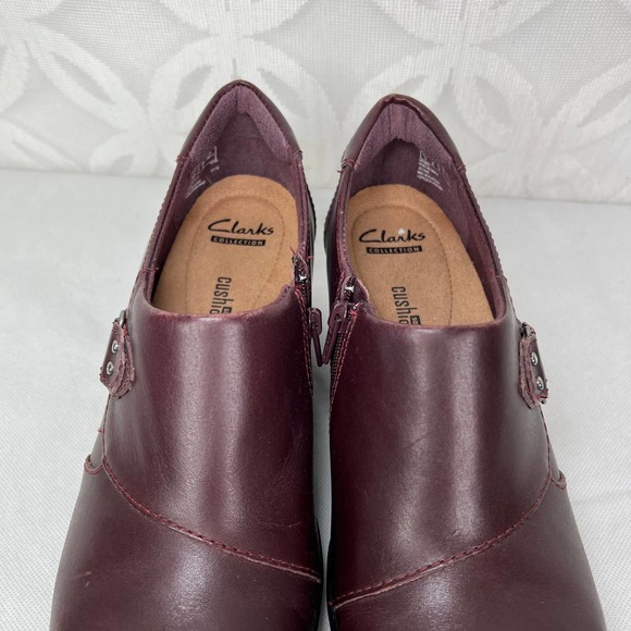 Clarks Women's Genette Vista Boot Size 9 Block Heel Shootie Burgundy Leather - Picture 5 of 8